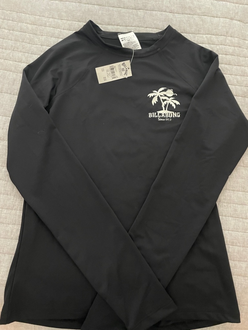Billabong Women’s Black Long Sleeve Rashguard with White Palm Logo